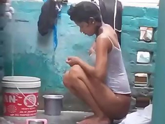 Nude Indian Girl Taking Outdoor Shower
