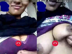 Desi wife is having a video call with her partner and she shows her XXX tits